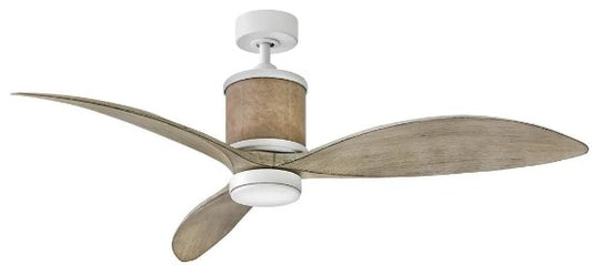 MERRICK 60" LED SMART FAN, MATTE WHITE WITH WEATHERED WOOD BLADES