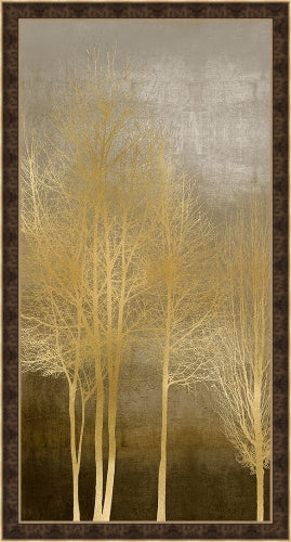 GOLD TREES ON BROWN PANEL
