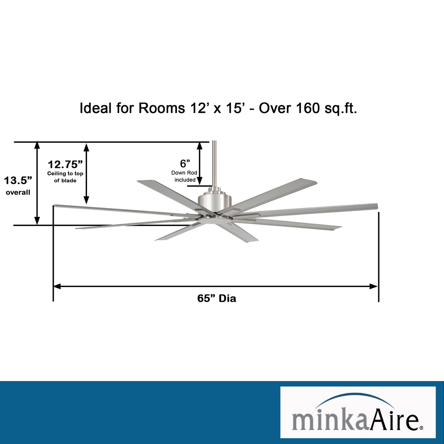 Xtreme H2O - 65" Ceiling Fan, Brushed Nickel
