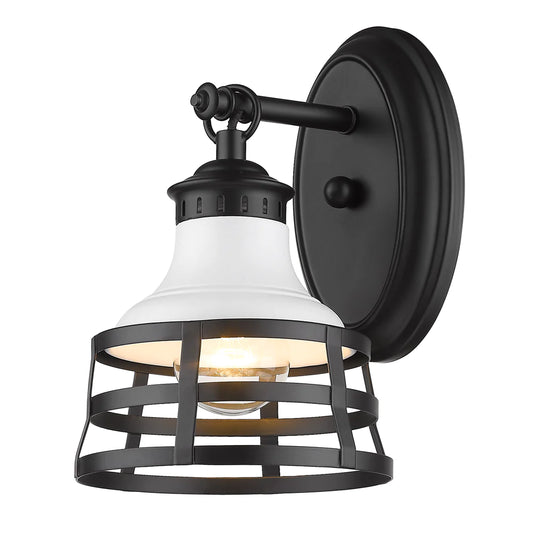 Locklyn 1 Light Wall Sconce Matte Black with Matte White Shades